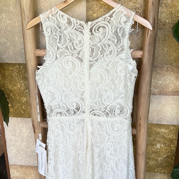 Elizabeth K GLS Collective Women’s White Lace Rhinestone Long Maxi Evening Dress - Picture 10 of 16